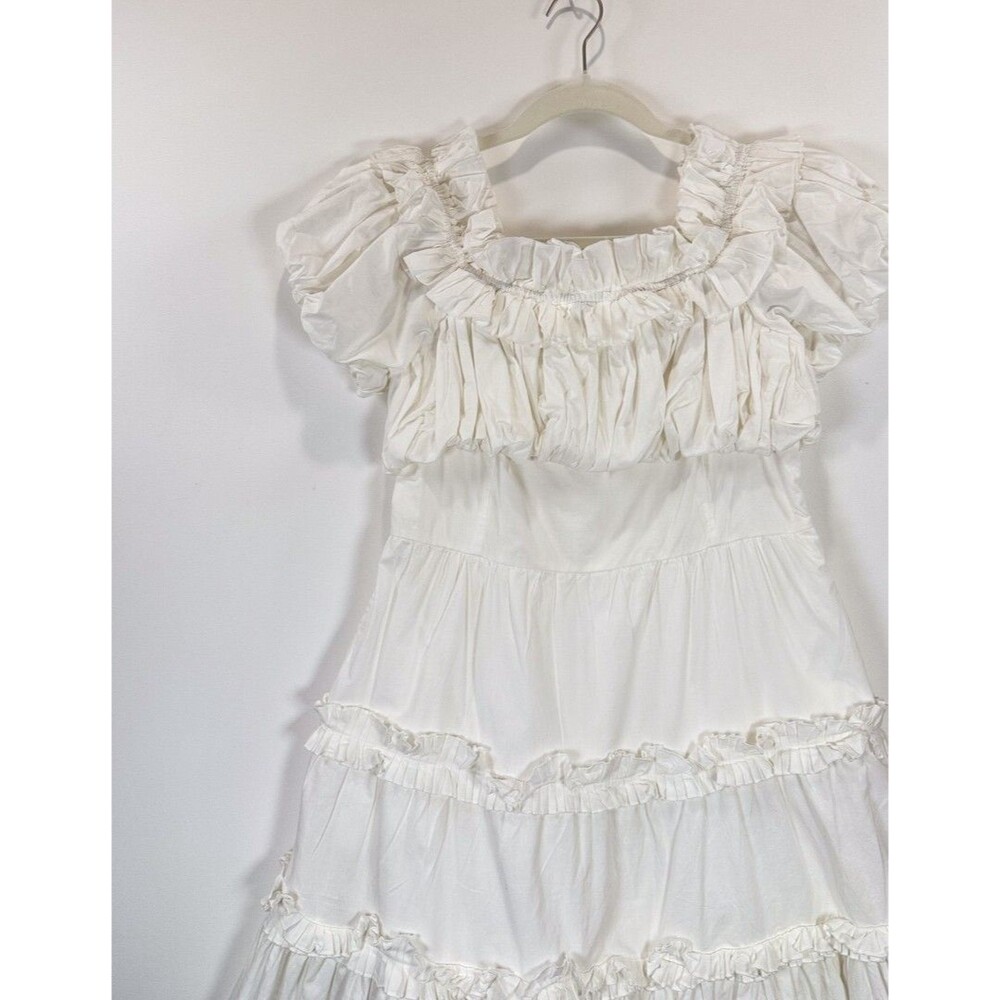Love The Label Womens White Rosalie Mini Off The Shoulder Tiered Smocked Medium - Picture 6 of 12
